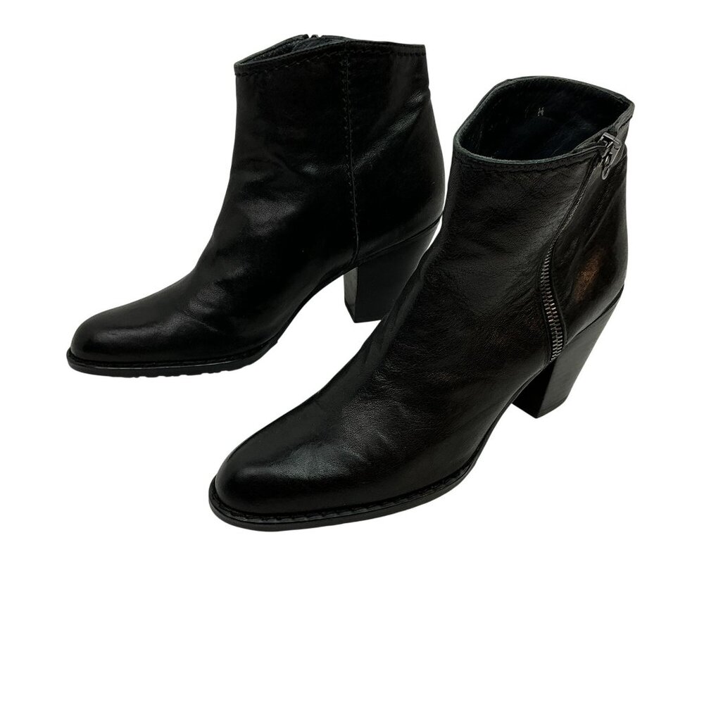 Stuart Weitzman Leather Western Heel Zip Ankle Booties Womens 7N Made in Spain